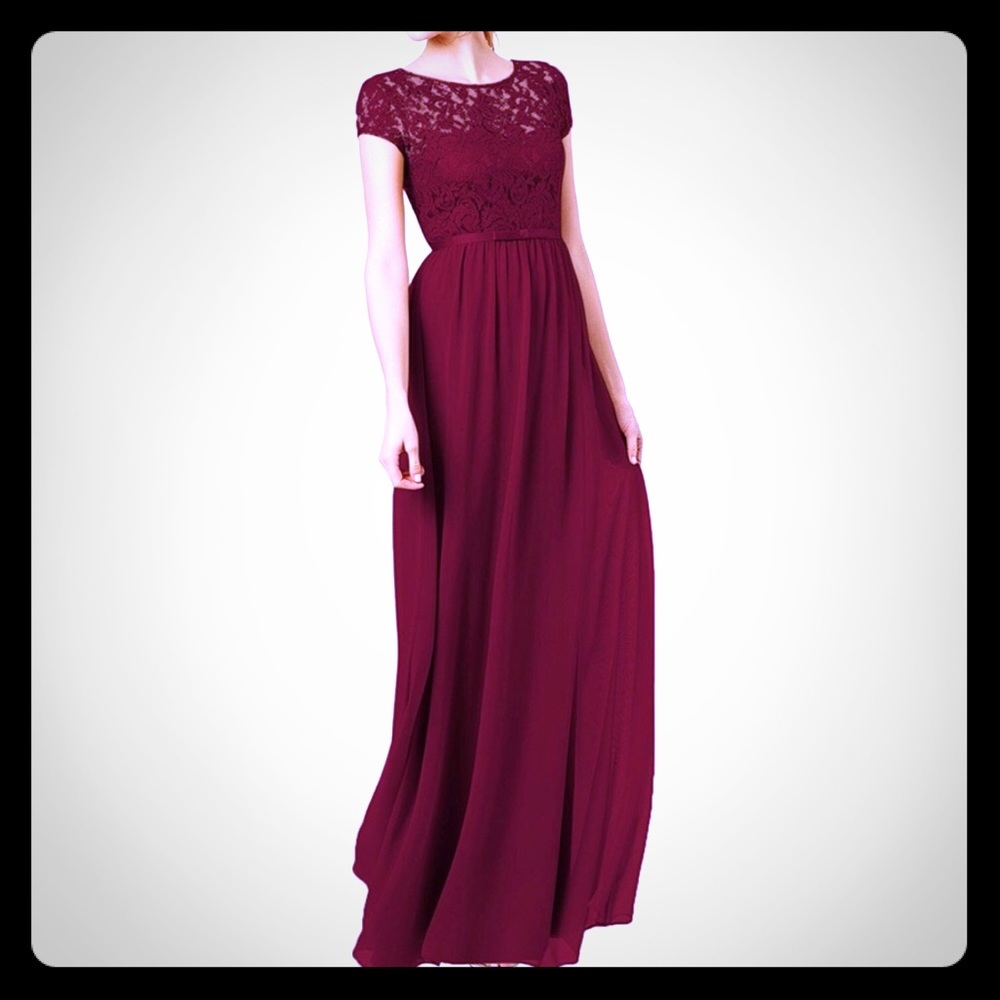 Evening dress cranberry color size 12.
